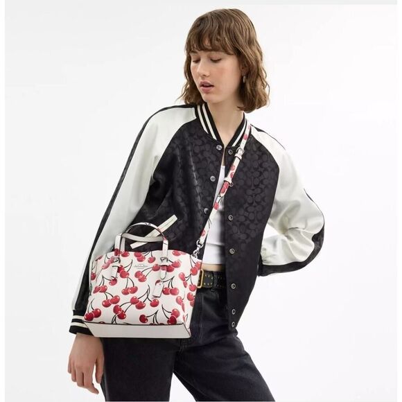 NWT COACH CY695 Mollie Tote Bag 25 With Cherry Print Leather - Picture 6 of 12